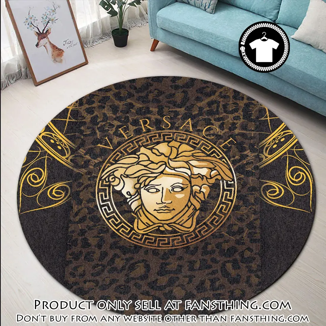 Versace medusa logo luxury brand round rug carpet home decor fst5556783